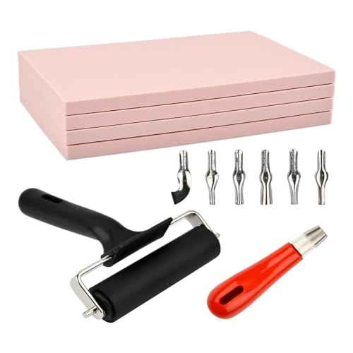 Blocs de linoleum pour la gravure avec gouges kit tampon caoutchouc DIY