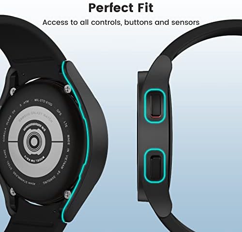 [2 Pack]HWeggo Samsung Galaxy Watch 4 40mm Screen Protector Case,All-Around PC Hard Full Protection Matte Cover for Samsung Watch 4 40mm Accessories Screen Protector Scratch-Resistant (Black+Black)
