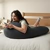 Yogibo Support Pro U Shaped Reading Back Support Lounge Pillow with Arm Rests for Adults, Soft Microbead Filling, Large-Sized with Elevated Chair Back, Blue