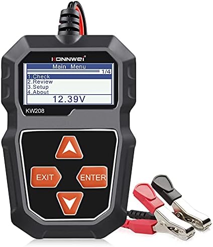 KONNWEI KW208 12V Car Battery Tester, 100-2000 CCA Load Tester Automotive Alternator Tester Digital Auto Battery Analyzer Charging Cranking System Tester for Car Truck Marine Motorcycle SUV Boat
