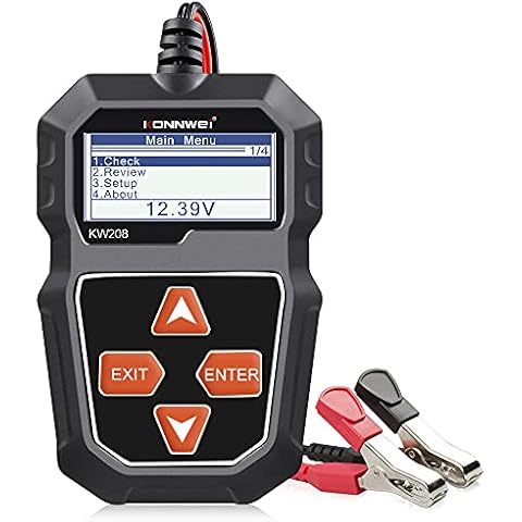 Car Battery Tester 12V, KONNWEI KW208 100-2000 CCA Battery Load Tester Auto Cranking and Charging System Test Scan Tool Digital Battery Alternator Analyzer for Car Truck Marine Motorcycle SUV Boat Cover