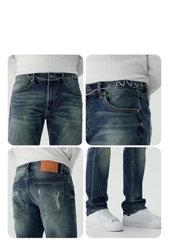 Men's Washed Jeans Slim Straight Jeans2
