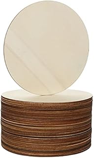 SENENQU 50pcs 15cm Wooden Discs, 6 Inch Unfinished Wood Circles, Round Wooden Discs for Crafts, Natural Blank Wood Slices for DIY Craft Decorations Ornaments  3mm Thick
