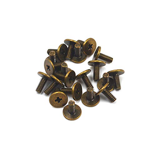 MY MIRONEY Antique Bronze 4mm Round Head Button Stud Screws 20 Pack Leather Craft Belt Nail Rivets - Thumbnail 3
