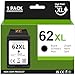 62XL Black Ink Cartridge (1-Pack) - High Yield Replacement for HP Envy 5540 5640 7640 & OfficeJet 5740 200 250 - Compatible with HP 62 XL Printer Cartridges - 660 Page Yield