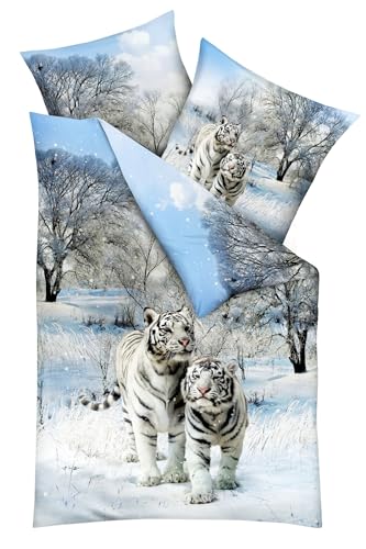JACK by Kaeppel Mako Satin Digitaldruck Bettwäsche 2 TLG. Schnee Tiger...