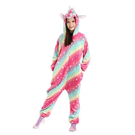 DRESHOW Mjuk flicka enhörning badrock nattkläder bekväm jumpsuit djur pyjamas maskeradkostym för barn