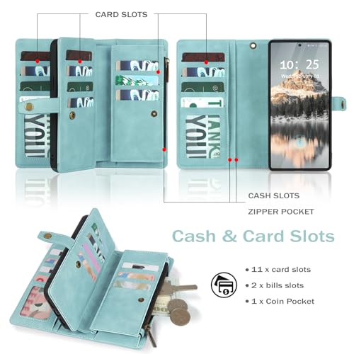 TwoHead for Samsung Galaxy S25 Ultra Wallet Case,11 Card Holders,Blue by TwoHead - Used condition - Image 4