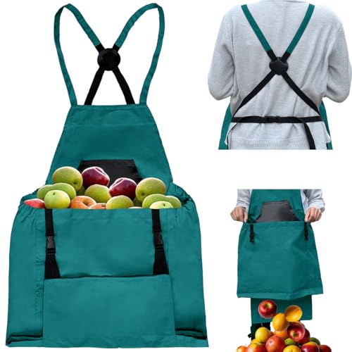 RJODZI Gardening Aprons, Unisex Garden Aprons, Garden Picking Bag with Quick Release Pockets (Teal)