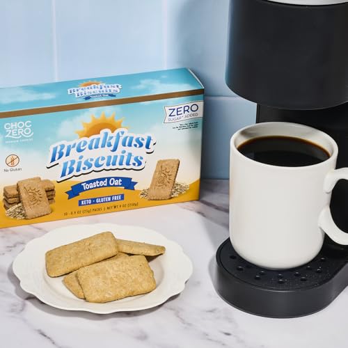 ChocZero Toasted Oat Breakfast Biscuits – No Added Sugar, Keto & Gluten Free High Fiber Snack Cookies, 30 Per Box (9 oz)