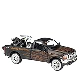  NALora Motorfahrzeuge Replika Auto 1:24 Für Ford F1 F350 Chevrolet 3100 Pickup + Motorrad Legierung Auto Modell Diecast Metall Auto Modell Originalgetreue Nachbildung (Color : Black)