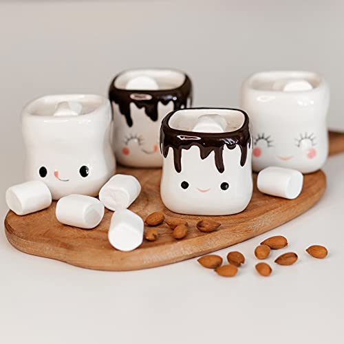 Cute Marshmallow Shaped Mugs Ceramic Hot Chocolate Cup Hot Chocolate Mugs Milk Cocoa Christmas Funny Coffee Mug Mothers Day Gift 6oz