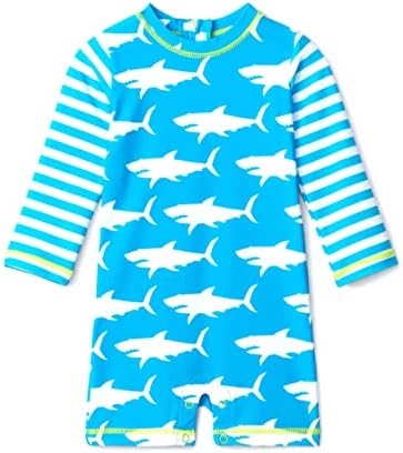 Hatley Baby Boy's One Piece Rashguard Swimsuit, Hungry Sharks