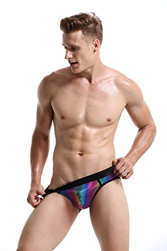 Swbreety Men's Sexy Rainbow Underwear Stretch Bulge Pouch Briefs Underpants3