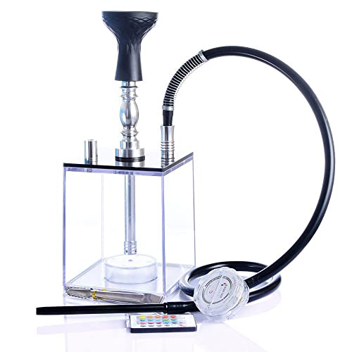 chenmu Ausgefallene Wasserpfeife, Shisha, Komplettset, LED-Licht, Shisha-Kit mit magischem Fernbedienungs-LED-Licht… – Bild 3