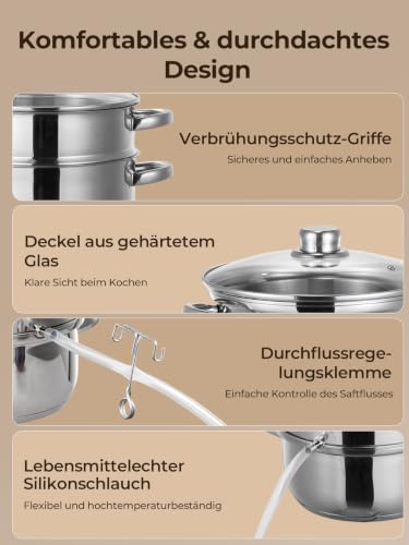 Foto von FOHERE Dampfentsafter 5L Edelstahl, Saftentsafter Topf für frisches Obst