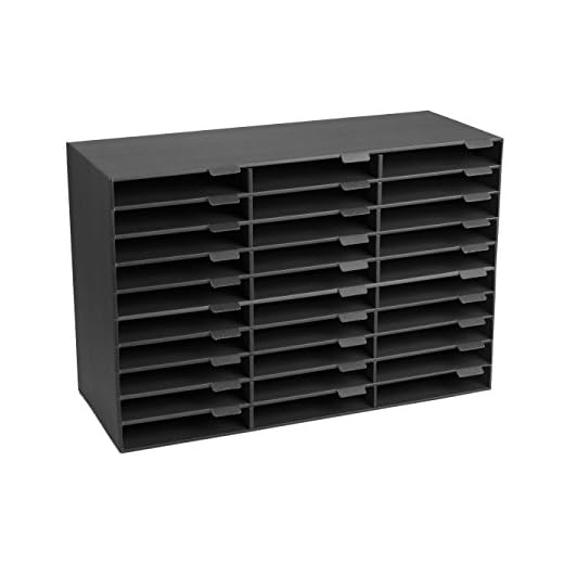 Adir File Sorter Literature Organizer - Mail Vinyl Craft Paper Storage Holder Corrugated Cardboard for Office, Classrooms, and Mailrooms Organization (30 Slots, Black)