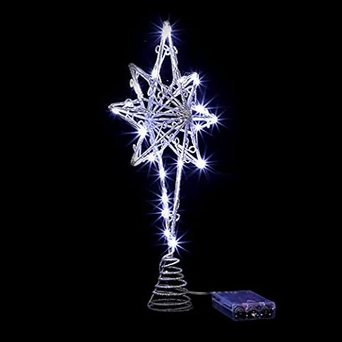 SOLUSTRE Weihnachtsbaumspitze, LED Christbaumspitze Stern, Batteriebetriebene Stern Baumspitze für Urlaub Party Weihnachtsbaumschmuck Cover