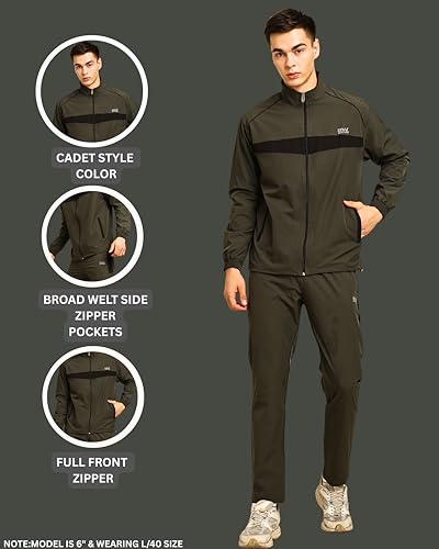 Image of BW:Beatwide Men's Tracksuit NS Dot Terry Polyester Spandex Full Stretch | Track Suit for Man Winter Wear | Sports Track Suit for Men Gym Running, Workout