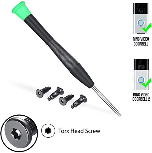 Wasserstein 4 Security Screws and Screwdriver Set Compatible with Ring Video Doorbell 1