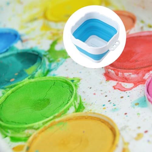 Image of 1pc Silicone Paint Brush Cleaner Bucket, Portable Folding Watercolor Cup for Artists, Beginners, and Decorative Painters (Blue)