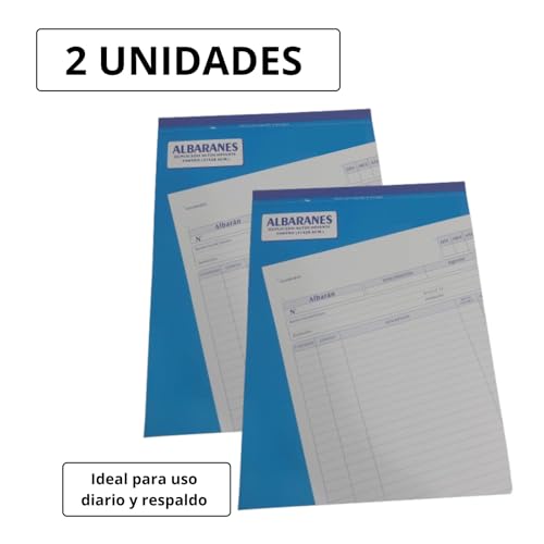 ANDINUS Packung mit 2 selbstdurchschreibenden Scheckheften | Lieferscheine oder Bestellungen | 50 Blatt | A4 (21 x 28,5 cm) | kohlefreie Kopie | Professionelles Format (80072-ALBARAN)
