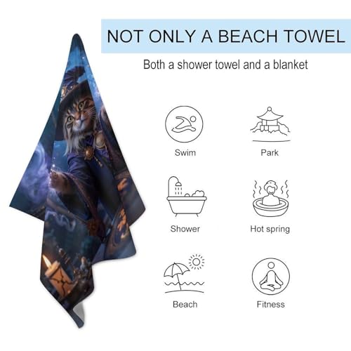Serviette de plage originale chat magicien pour des moments magiques - 4