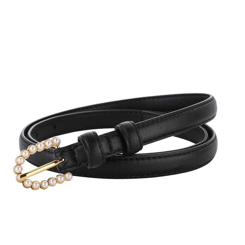 Women's Belt with Versatile Decorative Thin Belt Genuine Leather Belt and Jeans Belt(D)