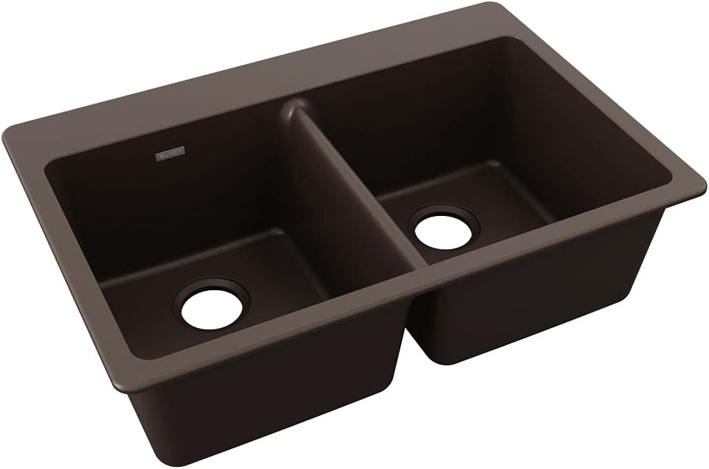 Elkay Quartz Classic ELG3322MC0 Mocha Equal Double Bowl Top Mount Sink