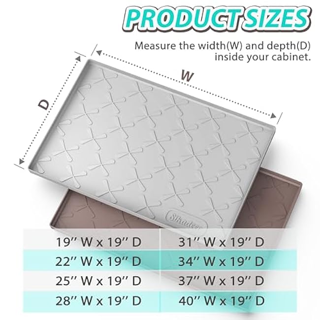 SIKADEER 37 x 19 Under Sink Mat Waterproof, Silicone Mat Kitchen Drawer Shelf and Cabinet Liner, Sink Protector for Kitchen Organizers and Storage, Boot Tray Pet Food Mats