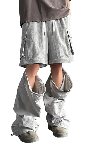 Cromoncent Men's Convertible Cargo Pants Lightweight Zip Off Streetwear Hip Hop Pants