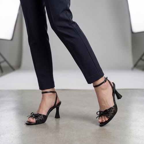 Image of Susanny High Heels for Women Pointed Open Toe Strappy Chunky Block Heels Ankle Strap Stiletto Kitten Heeled Sandals Wedding Bridal Party Prom Sexy Dress Shoes