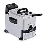 Tefal Oleoclean Compact Elektrische Fritteuse, 2 L Öl-Kapazität, Fritteuse mit Ölfiltration, spülmaschinenfeste Teile, Sichtfenster, einstellbare Temperatur, schwarz, Edelstahl, FR7016