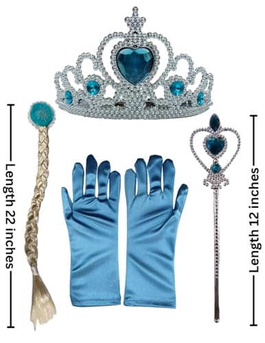 Image of BookMyCostume Plastic Queen Accessory Set With Gloves Fairy Tale Fancy Dress Accessory for Kids, Blue