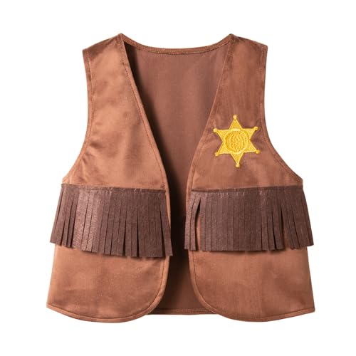 2025 Colete de cowboy ocidental para crianças, fantasia de casaco com franjas, dramatização, fantasia de Halloween, festa de cerveja, festas, vestidos, camisas com purpurpurina, para crianças, Café, 7