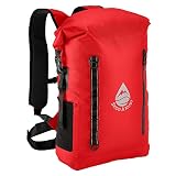Skog Å Kust BackSåk Pro Waterproof Floating Backpacks with Exterior Airtight Zippered Pocket (Red, 35 Liter)