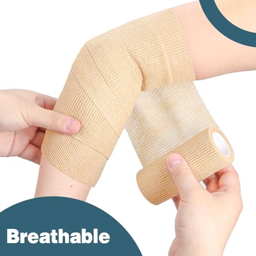 Image of AZEN 36 Pack Self Adhesive Bandage Wrap, 4 inch X 5 Yards Elastic Cohesive Bandage Wrap, Skin Color Athletic Tape, Ankle Tape, Tattoo Grip Tape Wrap, Vet Wrap