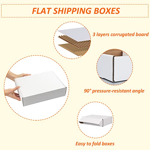 Image of HORLIMER 12x9x3 inches Shipping Boxes Set of 20, White Corrugated Cardboard Box Literature Mailer