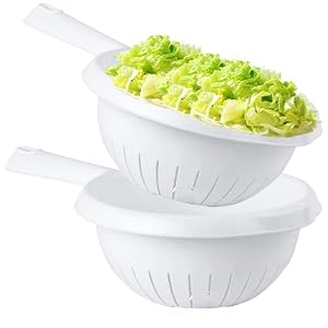Ice White Handled Colander/Sieve Deep Filter Basket Multi Purpose for Rice, Vegetables & Fruit Washing Food Strainer (1)