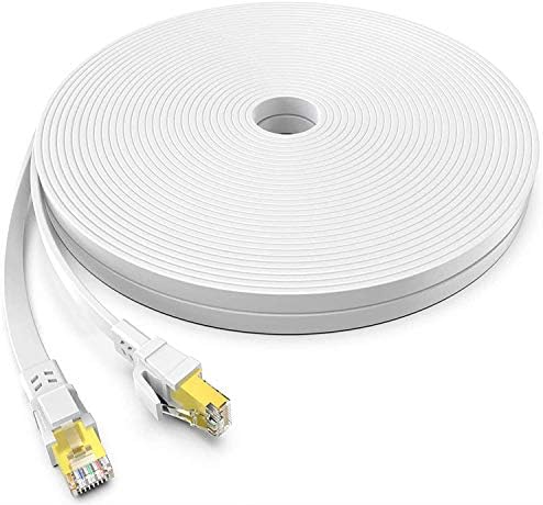 BAHIWOM Cat8 Ethernet Cable 0.25m (10 Pack), 40 Gbit/s 2000 MHz LAN Network Cable Gigabit RJ45 Gold Plated Patch Cable, Flat High Speed Internet Cable for Router Switch Laptop PS5 TV - White