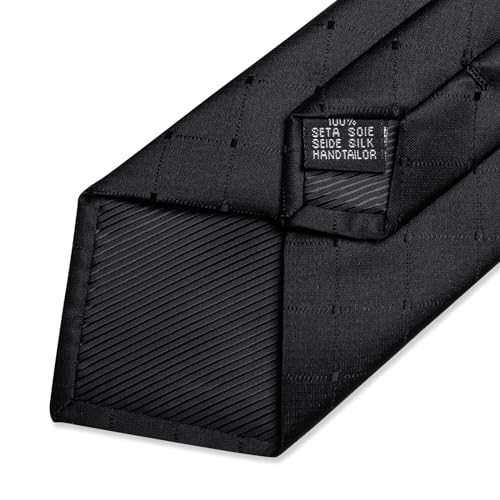 Image of DiBanGu Mens Tie Silk Plaid Striped Necktie and Pocket Square Cufflinks Tie Clip Set with Gift Box Formal Wedding Party