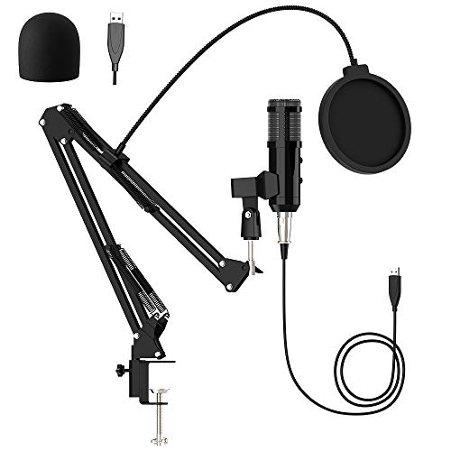 USB Microphone for Computer, BENGOO LM-1 PC Microphone kit Professional Podcast Streaming Condenser with Adjustable Arm, Noise Reduction Mic, Mute Key, Plug & Play for Gaming YouTube Karaoke Recording
