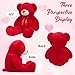 WENMOTDY Big Teddy Bear Stuffed Animal Giant Teddy Bear Plush with Red Ribbon Bow Plush Toy Gift for Girlfriend Bride 36 inch Red