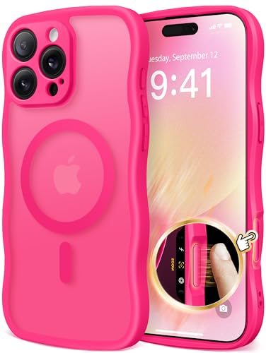 Coque iPhone 16 Pro Max pour femmes et filles l'idée cadeau esthétique en rose chaud