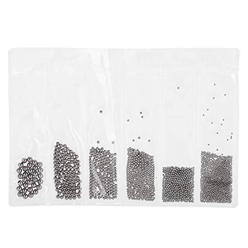 Nail Art Dekorationen 4 Farben, 0,5 mm-3,0 mm Stahlkugel Maniküre Zubehör, Mini Stahlkugel für Nail Art, Gold Silber Rose(Schwarz) Cover