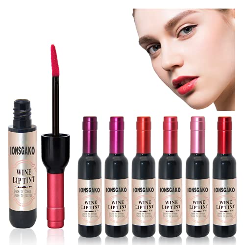 6 Colors Wine Lipstick,Lip Stain Set,Mini Make Up Wine Bottles Lip Sticks,Waterproof Long Lasting matte liquid lipstick for Creating Wine Lip Tint