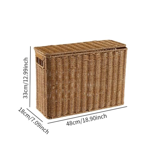 Miniatura 2 de Fenteer Caja De Almacenamiento Estrecha Y Alta, Organizador De Periódicos, Revistero Tejido Con Asa Para Cocina, Ropa Y Sala De Estar, L