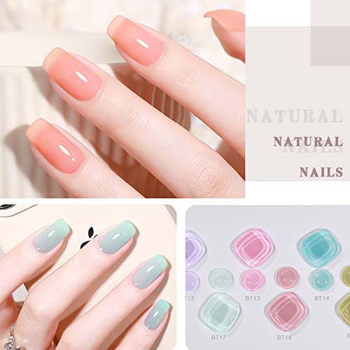 Opuiu 10 Pcs Pastel Jelly Gel Nail Polish Set Pink Icy Transparent Nude Gel Polish Kit Summer Translucent Sheer Nail Gel Polish Kit Uv Led Soak Off Icy Home Diy #TOP2