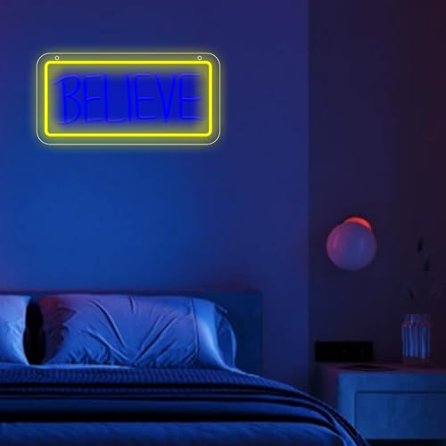 Image of Ted Believe Lasso Neon Sign, LED Believe Neon Light Sign for Wall Decor, Inspirational Word Neon Signs for Home Office, Study Room, Classroom, Motivation Wall Decoration