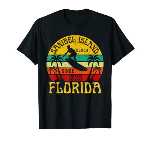 Sanibel Island Beach Florida Surf Surfista Océano Vintage Camiseta